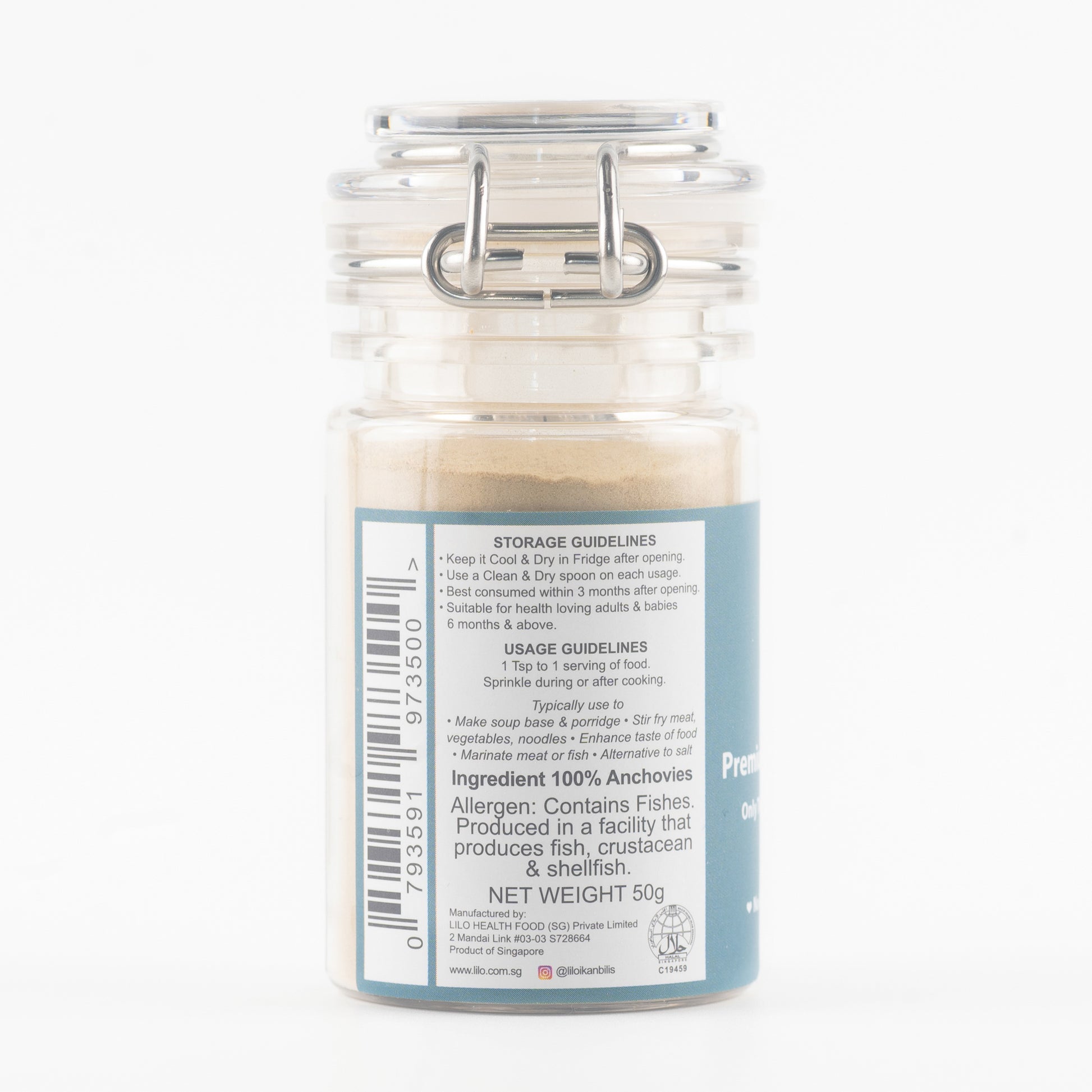 Ikan Bilis Powder Bottle 50grams - Lilo Premium Series - Lilo Premium Ikan Bilis Powder