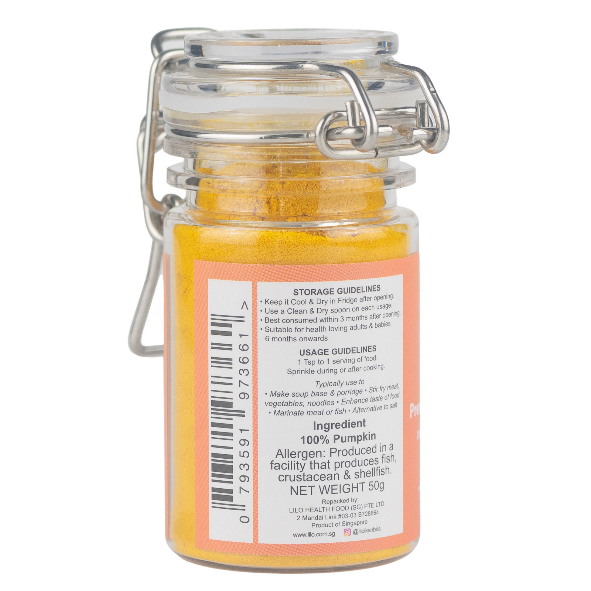 Pumpkin Powder 50g Bottle - Lilo Premium Series - Lilo Premium Ikan Bilis Powder